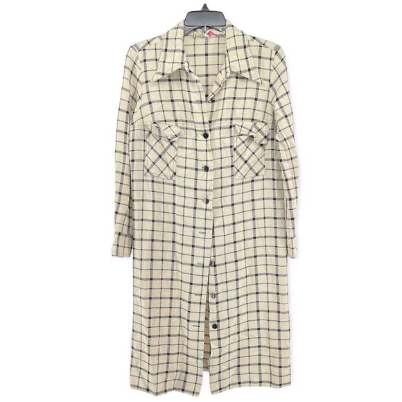 Cardinals Vintage Women’s Button Front Plaid Long Duster Shacket Jacket Medium - Picture 15 of 15